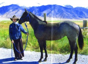 Blue Roan Filly with my Sister