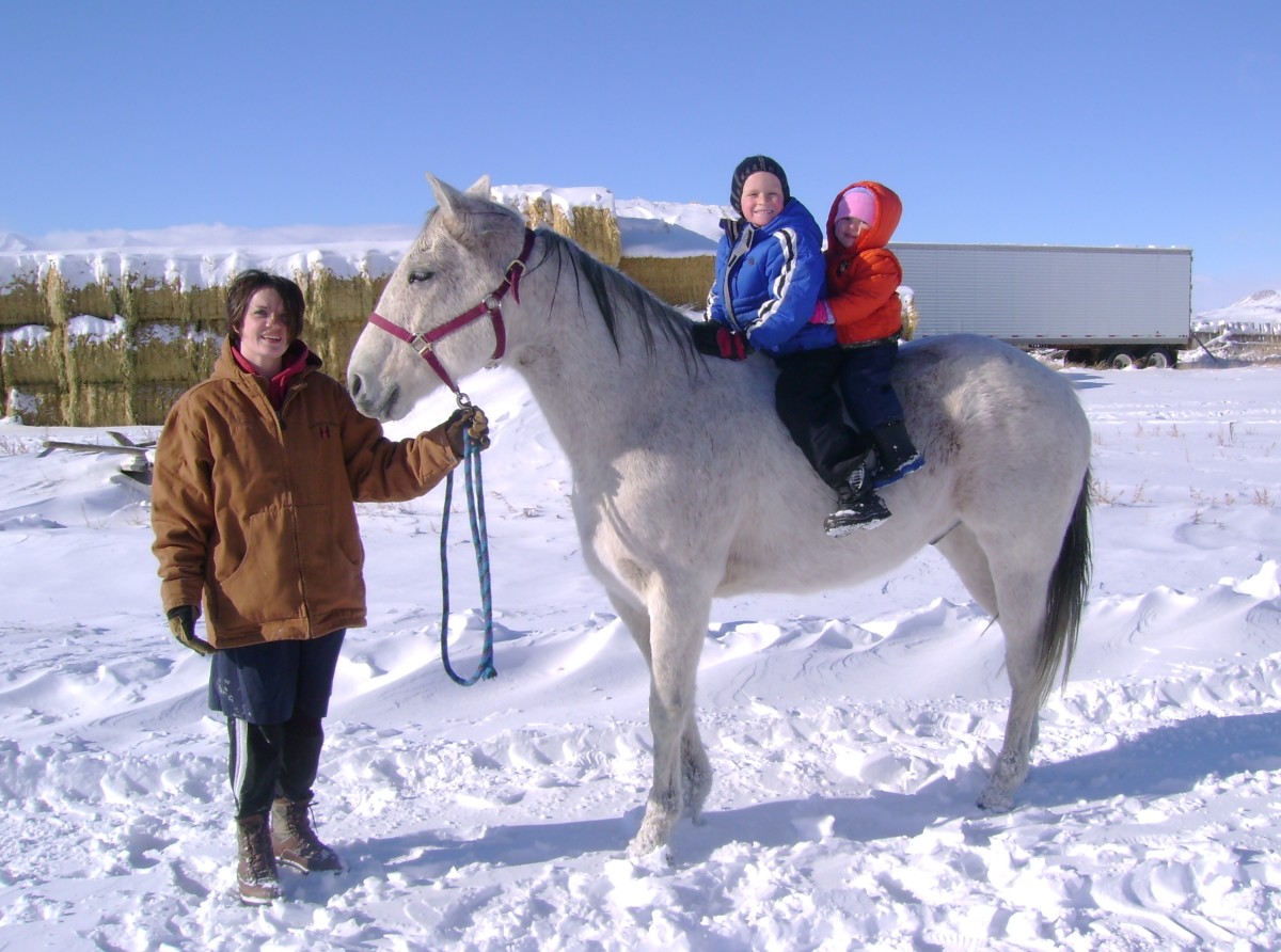 Rudy with Kids in Snow