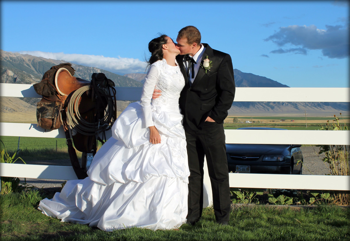 Bride and Groom with Saddle